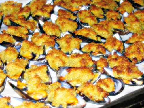 Cozze gratinate con polpa di granchio