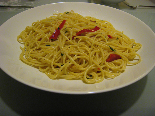 Pasta aglio olio e peperoncino risottata
