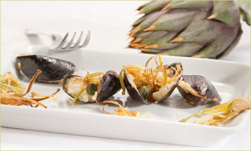 Cozze ripiene con carciofi