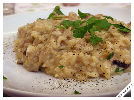 Orzotto con funghi e salsiccia