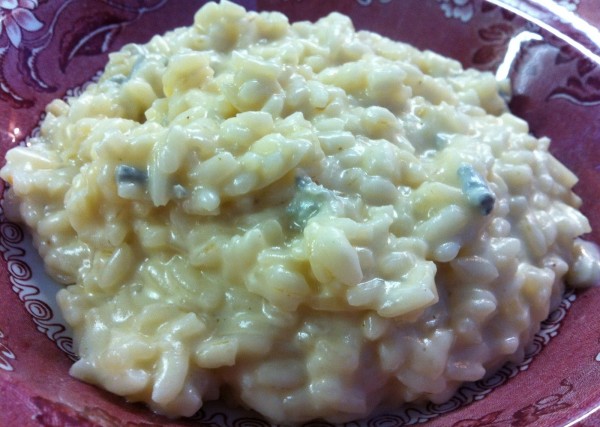 Risotto con taccole e gorgonzola