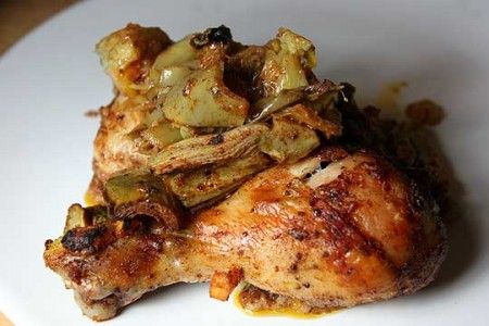 Fusi di pollo arrosto di Pasqua al profumo di carciofi