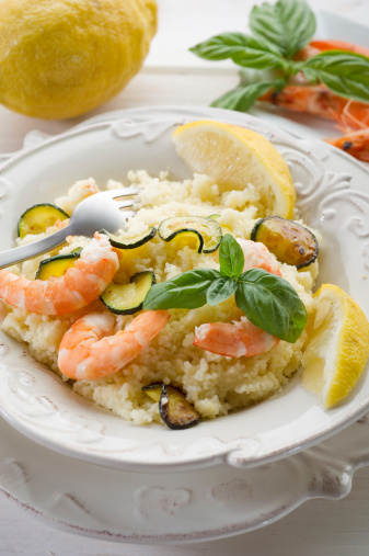 Couscous di piselli e gamberi