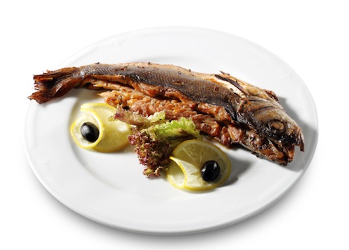 Branzino farcito con gamberetti al limone 