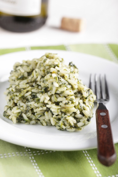 Risotto mantecato con spinaci e formaggio cremoso 