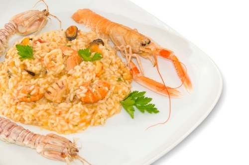 Risotto champagne e gamberoni alla paprika