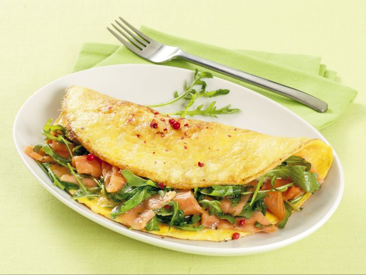 Omelette zenzero e peperoncino o rucola e salmonea