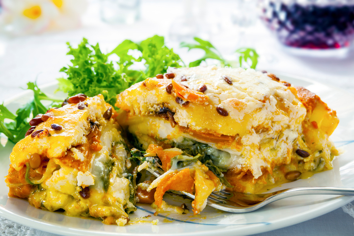 Lasagne con minestrone di verdure