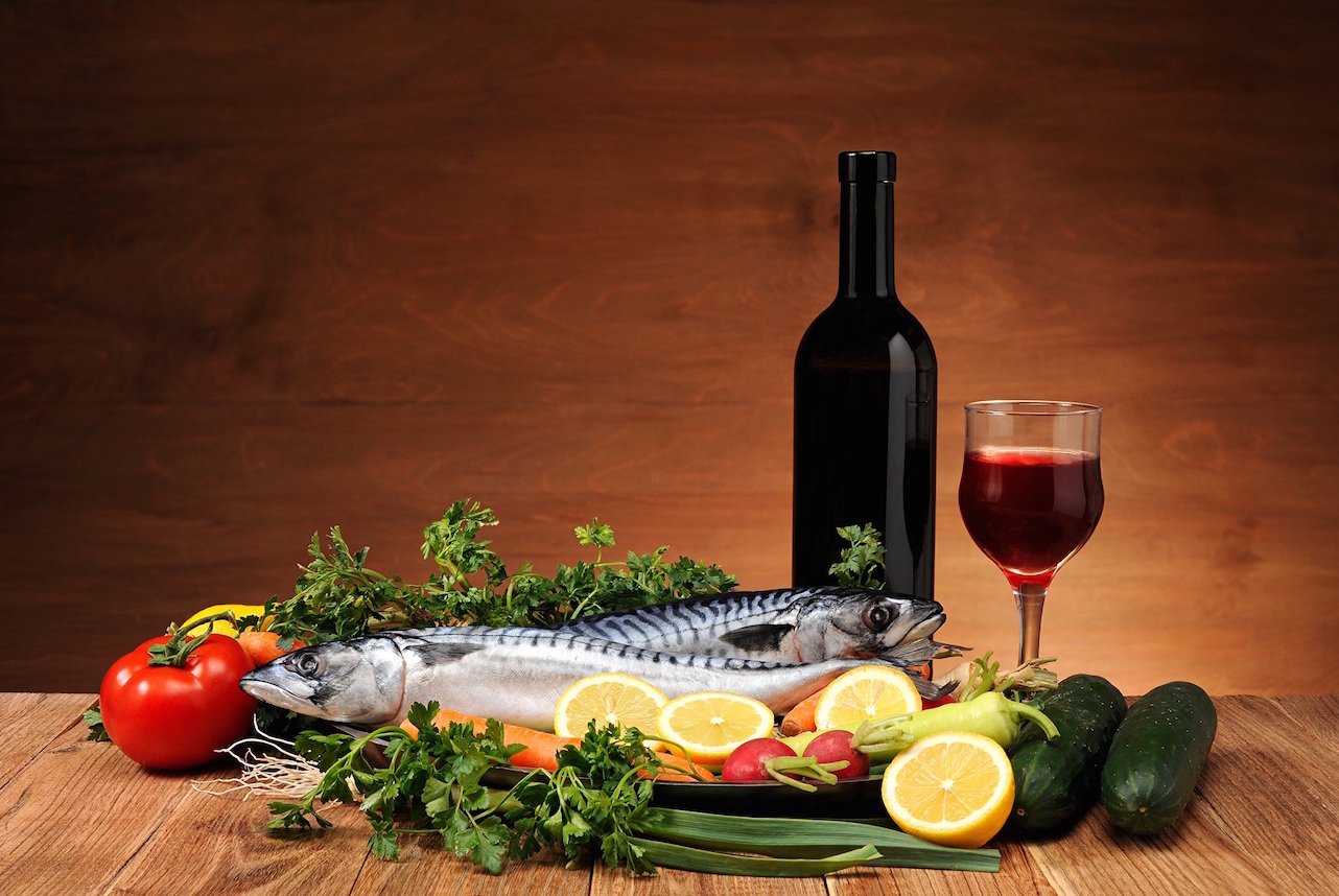 pesce e vino rosso